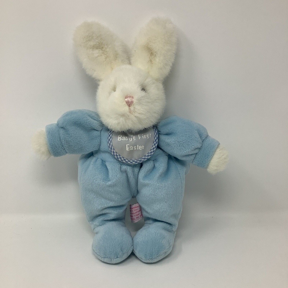 Russ Berrie Blue Bunny Rabbit Baby's First Easter Plush Stuffed Animal Vintage